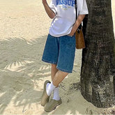 Voguable boy outfits Vintage Washed Jeans Men's Trendy All-Match Straight Loose Casual Shorts Manufacturer voguable