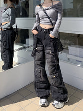 Voguable skater boy outfits High Street Heavy Industry American Multi-Pocket Workwear Jeans Spring and Autumn New Retro Loose Straight Pants Fashion voguable