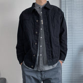 Voguable black men fashion urban Spring and Autumn Casual Workwear Jacket Men's Long-Sleeved Retro Solid Color Men's Jacket Loose Men's Trendy Outerwear voguable