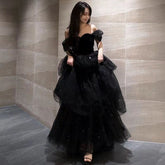Voguable prom dresses Black Evening Dress New Light Luxury Niche High-End off-Shoulder Adult Ceremony Birthday Graduation Princess Dress voguable