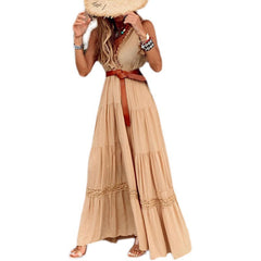 Voguable outfit ideas Women's Short-Sleeved Retro V-neck Dress 2024 Summer Tight Waist French Dress Elegant Holiday Beach Dress voguable