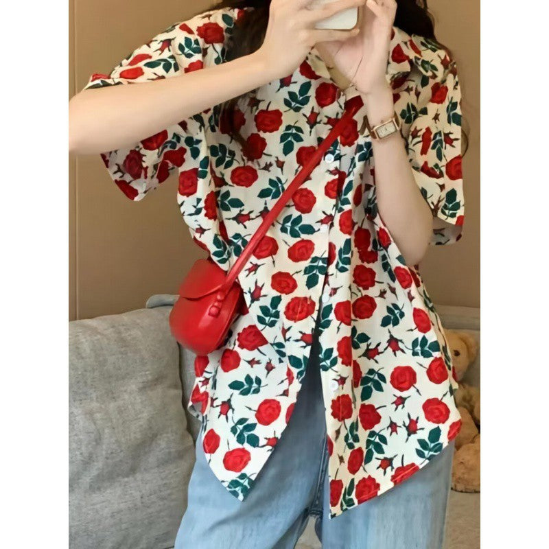 Voguable shirt 2024 Retro Shirt Men's Summer Wear Hong Kong Style Student Loose Niche Fun New Men's Shirt Outer Wear voguable