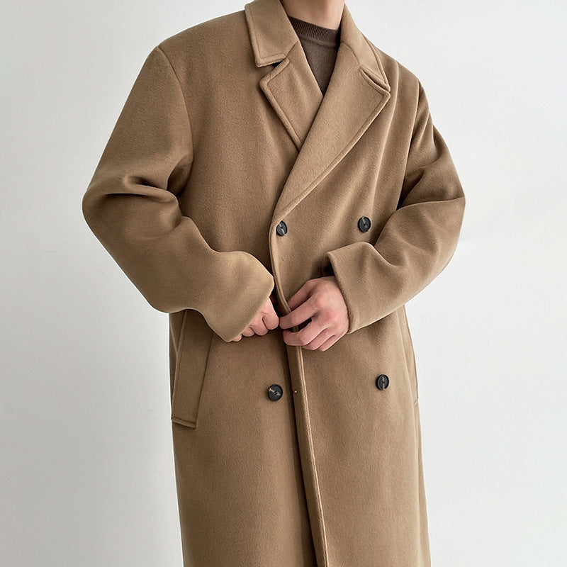Voguable boy outfits Myq Woolen Coat Men's Mid-Length Autumn and Winter Korean Style Loose High-Grade Thickened Trench Coat Woolen Coat voguable