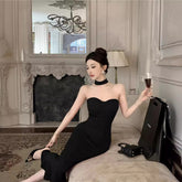 Voguable avant garde dress to impress French Style Sexy Royal Lady Style Elegant Lady Sexy Tube Top Dress Tight Waist Tight Fishtail Sheath Dress voguable
