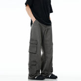 Voguable black men fashion urban 11kn American Overalls Men's and Women's Retro Multi-Pocket Loose Wide-Leg Cleanfit Casual Trousers voguable