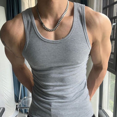 Voguable mens haircut Summer Men's Cotton Thread Vest Casual Sports Base Men's Sleeveless Fitness T-shirt Stretch Muscle Vest voguable