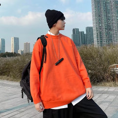 Voguable mens fashion Solid Color Knitted Bottoming Shirt Men's round Neck Men's Long-Sleeved Sweater Hong Kong Style Men's Fashionable Outerwear Spring and Autumn Sweater voguable