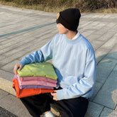 Voguable mens fashion Solid Color Knitted Bottoming Shirt Men's round Neck Men's Long-Sleeved Sweater Hong Kong Style Men's Fashionable Outerwear Spring and Autumn Sweater voguable