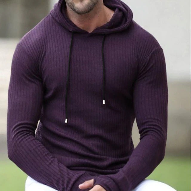 Voguable mens clothing styles Men's Muscle Fitness Spring and Autumn Slim Training Clothes Knitted Long-Sleeved Hoodie Pullover Jacket voguable