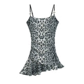 Voguable outfit inspo Summer New Leopard Print Hot Girl Sexy Sequined Hip Irregular Hem Sling Dress voguable