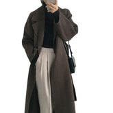 Voguable 2000s fashion Korean Style Chic Autumn and Winter Clothing French Niche Lazy Woolen Coat Loose Temperament Mid-Length Woolen Coat for Women voguable