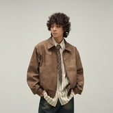 Voguable mens fashion Spring and Autumn American Retro Distressed Brown Leather Jacket Men's Fashionable Ins High-Grade Cleanfit Jacket voguable