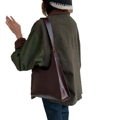 Voguable men’s fashion American Lapel Army Green Workwear Jacket Women's Spring Loose High-End Casual Retro Mid-Length Coat Top voguable