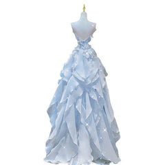 Voguable fruitful fashion dress to impress Blue Evening Dress Summer New Fairy Tube Top Trendy Banquet Host Graduation Adult Dress voguable