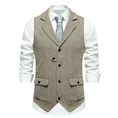 Voguable men’s fashion Men's Men's Herringbone Tweed Suit Vest Retro Lapel Vest Men's Vest voguable
