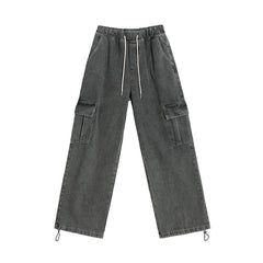 Voguable guys clothing styles Myq Vintage Washed Distressed Jeans Men's Summer Loose Overalls Korean Style Trendy Wide Leg Straight Pants voguable