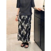 Voguable grunge outfits French Style Retro Tight Loose Waist Floral Skirt Women's Summer New Small High Waist Drape Pleated Split A- line Skirt voguable