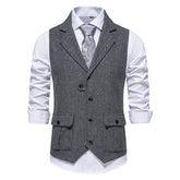 Voguable men’s fashion Men's Men's Herringbone Tweed Suit Vest Retro Lapel Vest Men's Vest voguable