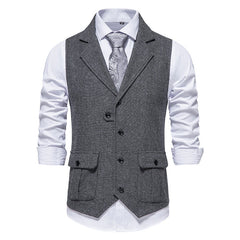 Voguable men’s fashion Men's Men's Herringbone Tweed Suit Vest Retro Lapel Vest Men's Vest voguable