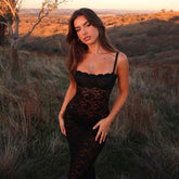 European and American summer new women's fashion one-shoulder sexy perspective lace slim dress dress