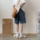 Voguable masc outfits Workwear Denim Shorts Men's Summer Loose High-Grade Casual Middle Pants Washed Retro Ruan Handsome Fifth Pants voguable