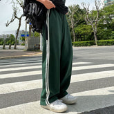 Voguable men outfits Myq Contrast Color Striped Casual Pants Men's Summer Cotton Sports Pants Korean Style Loose Draping Straight Sweatpants voguable