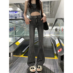 Voguable grunge outfits Tall Lengthened Retro Distressed Slim Fit Skinny Jeans American High Street High Waist Straight Mop Flared Pants for Women voguable