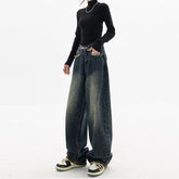 Voguable 2000s fashion Spring and Summer New Jeans Women's High Waist Slimming Straight Loose American Retro High Street Casual Pants Wide Leg Pants Pants voguable