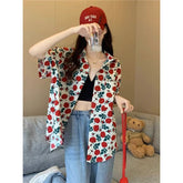 Voguable shirt 2024 Retro Shirt Men's Summer Wear Hong Kong Style Student Loose Niche Fun New Men's Shirt Outer Wear voguable