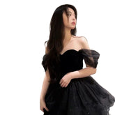 Voguable prom dresses Black Evening Dress New Light Luxury Niche High-End off-Shoulder Adult Ceremony Birthday Graduation Princess Dress voguable