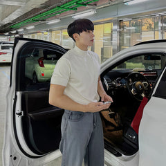 Voguable black men fashion urban Black Half Turtleneck Pullover Knitted T-shirt Men's American-Style Men's Short-Sleeved Sweater Trendy Slim Bottoming Half-Sleeved Shirt voguable