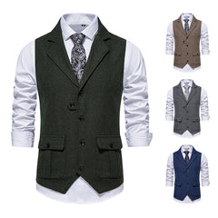 Voguable men’s fashion Men's Men's Herringbone Tweed Suit Vest Retro Lapel Vest Men's Vest voguable