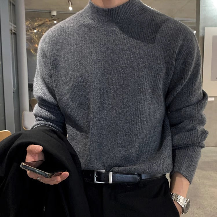 Voguable classy outfits men Men's Autumn and Winter Half Turtleneck Sweater Men's Korean-Style Trendy Solid Color Sweater Mid Collar Bottoming Shirt Warm Inner Wear voguable