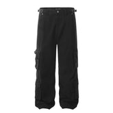 Voguable black men fashion urban 11kn American Overalls Men's and Women's Retro Multi-Pocket Loose Wide-Leg Cleanfit Casual Trousers voguable
