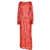 Voguable 2000s fashion Bohemian Summer New Printed Dress Women's Style Sexy Hot Girl Perspective round Neck Long Sleeve Dress voguable