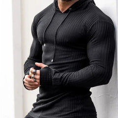 Voguable mens clothing styles Men's Muscle Fitness Spring and Autumn Slim Training Clothes Knitted Long-Sleeved Hoodie Pullover Jacket voguable