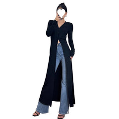 Voguable 2000s fashion French Royal Sister Style Knitted Split Dress Autumn and Winter New Women's New Year Battle Gown Dress voguable