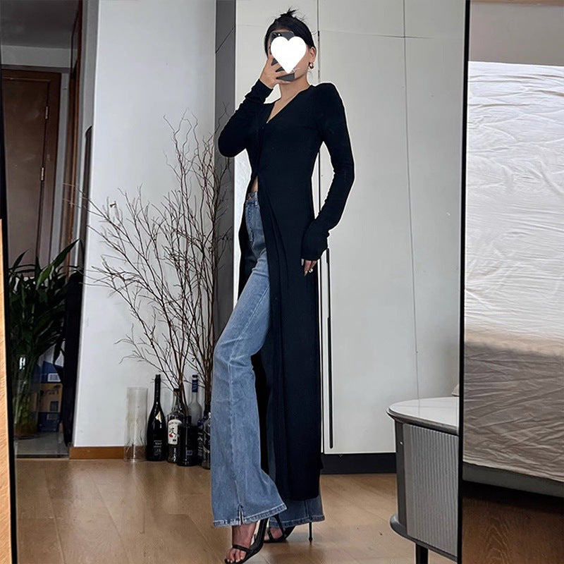 Voguable 2000s fashion French Royal Sister Style Knitted Split Dress Autumn and Winter New Women's New Year Battle Gown Dress voguable