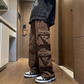 Voguable grunge outfits Corduroy Multi-Pocket Overalls Men's Spring and Autumn American Straight Pants Men's Loose Casual Wide-Leg Pants voguable