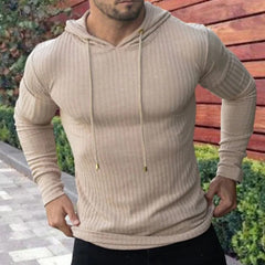 Voguable mens clothing styles Men's Muscle Fitness Spring and Autumn Slim Training Clothes Knitted Long-Sleeved Hoodie Pullover Jacket voguable
