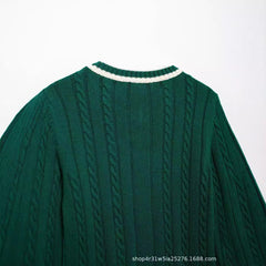 Voguable classy outfits men Autumn and Winter New V-neck Short Twist Sweater Sweater Coat voguable