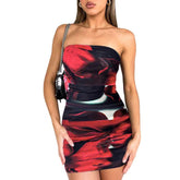 women's clothing summer new sexy tube top printed hip skirt fashionable slim dress female skirt