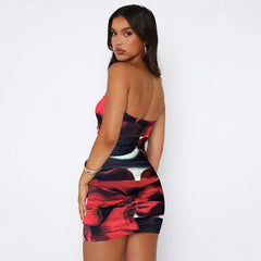 women's clothing summer new sexy tube top printed hip skirt fashionable slim dress female skirt