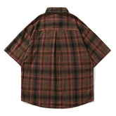 Voguable shirt Japanese Style Retro Artistic Youth Plaid Short Sleeve Shirt Men's and Women's Mori Cityboy Profile Half Sleeve Striped Shirt voguable