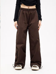 Voguable 90s streetwear Spring and Autumn Fashion Personalized Niche Street Women's Elastic High Waist Loose Sports Wide-Leg Pants voguable