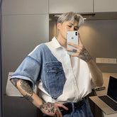 Camicia in denim patchwork oversize mysite