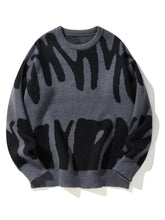 New Popular Autumn Winter Irregular Jacquard Pattern Pullover Sweater Casual Round Neck Contrast Color Knitted Men's Pullover voguable