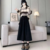Voguable Vintage Harajuku Corduroy A Word Skirt Women Autumn Winter New New High Waist Midi Black Red Loose All-match Pleated Skirts voguable