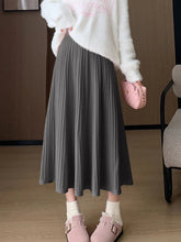 Sweet Vintage Knitted Long Skirts Women Preppy Style High Waist Loose A Line Skirts Fall Winter Retro Simple Elegant Long Skirts voguable