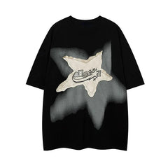 Y2K Vintage Star Printing Women T Shirt Bf Summer 100% Cotton Fashion Loose Streetwear Casual Tops Harajuku Hip Hop T Shirt voguable